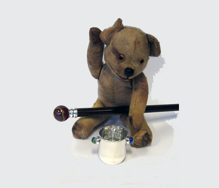 Christening mug and walking stick